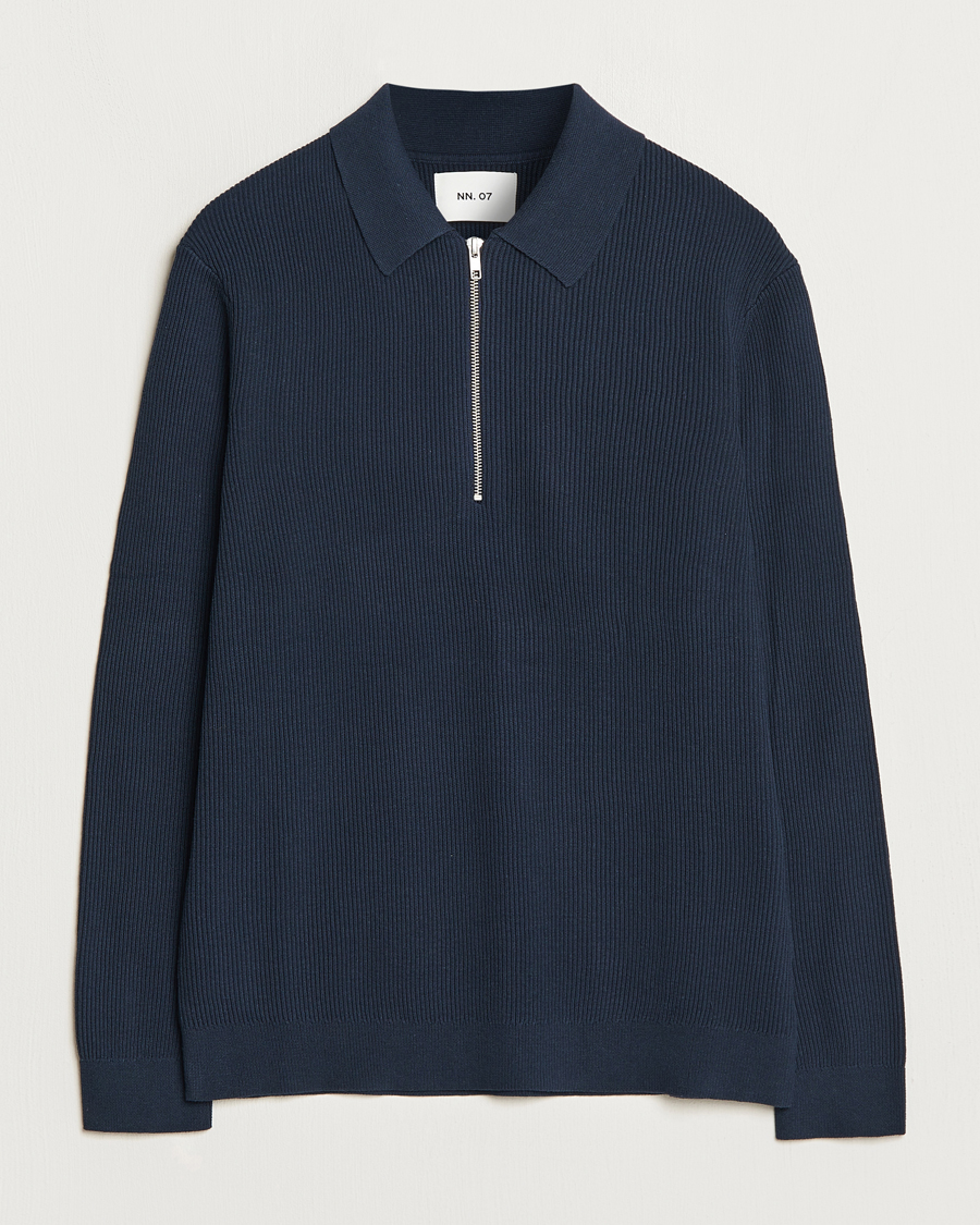 Mies | Puserot | NN07 | Hansie Knitted Half Zip Navy Blue