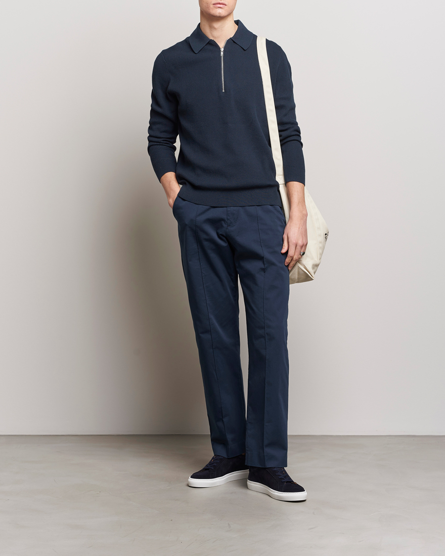 Mies | Puserot | NN07 | Hansie Knitted Half Zip Navy Blue
