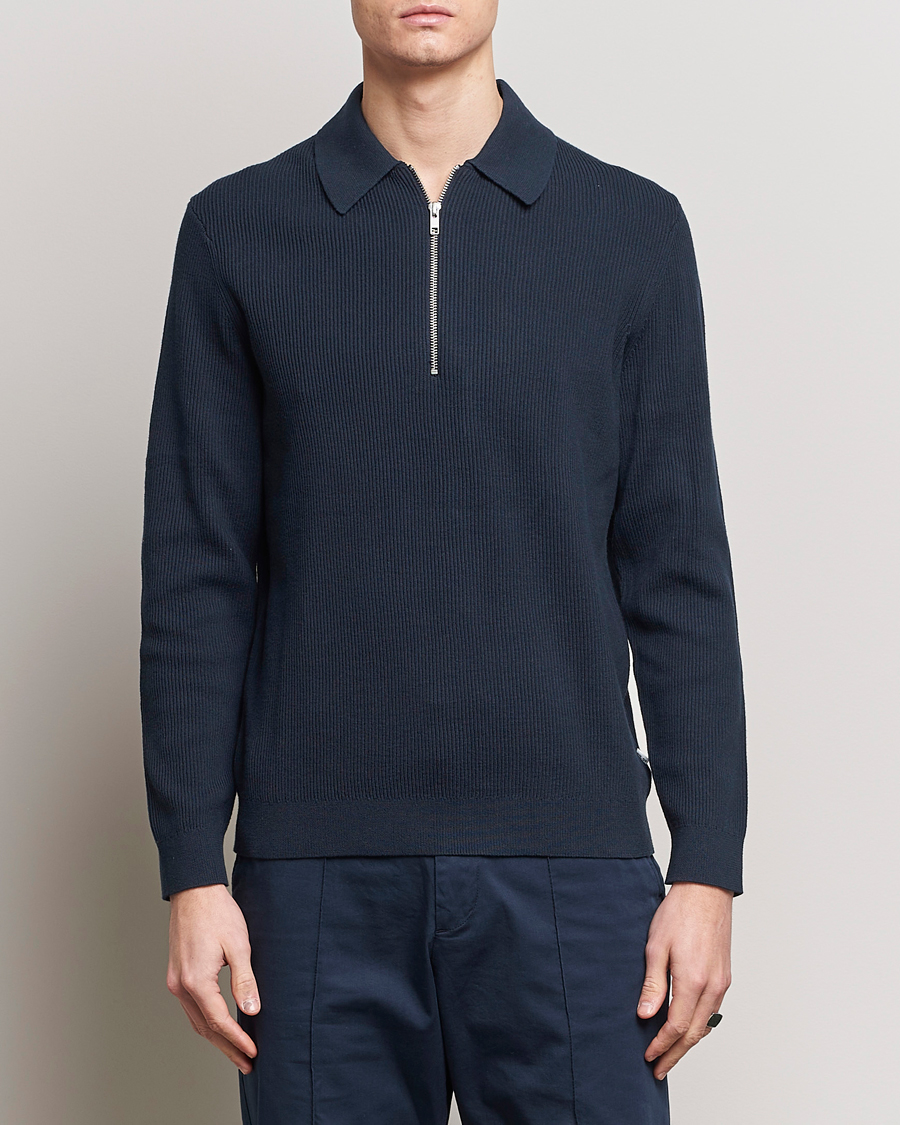 Mies | Puserot | NN07 | Hansie Knitted Half Zip Navy Blue