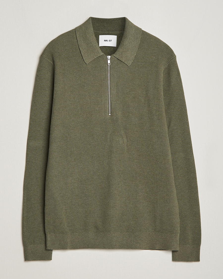 Mies | Puserot | NN07 | Hansie Knitted Half Zip Capers Green