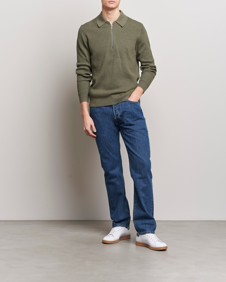 Mies | Puserot | NN07 | Hansie Knitted Half Zip Capers Green