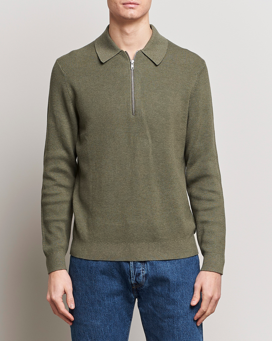 Mies | Alennusmyynti vaatteet | NN07 | Hansie Knitted Half Zip Capers Green