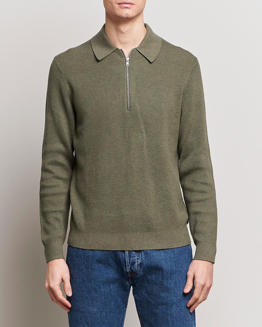 Mies | Puserot | NN07 | Hansie Knitted Half Zip Capers Green
