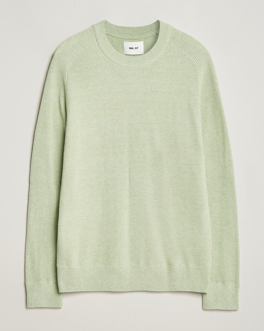 Mies | Puserot | NN07 | Kevin Cotton Knitted Sweater Lime Green