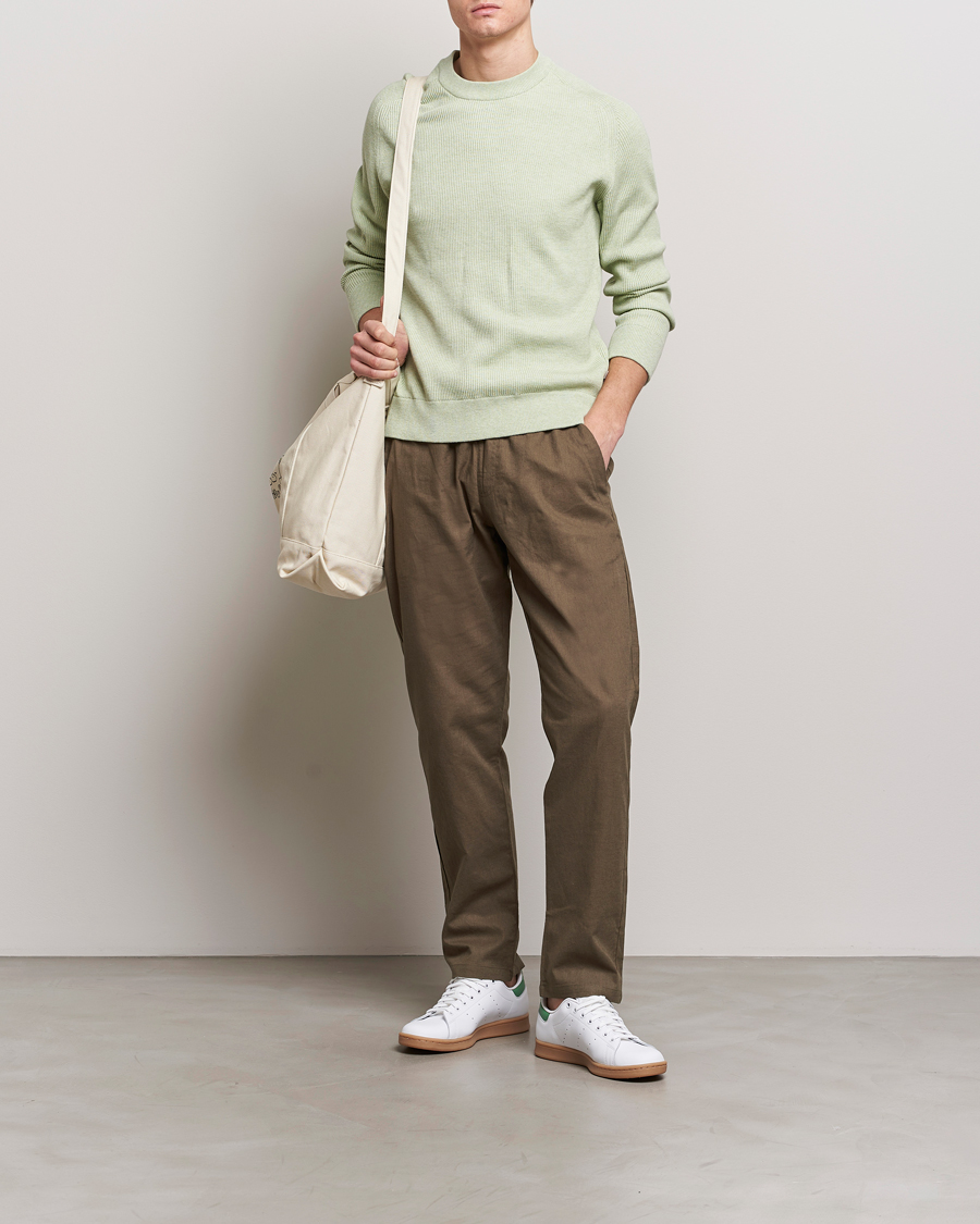 Mies | Puserot | NN07 | Kevin Cotton Knitted Sweater Lime Green