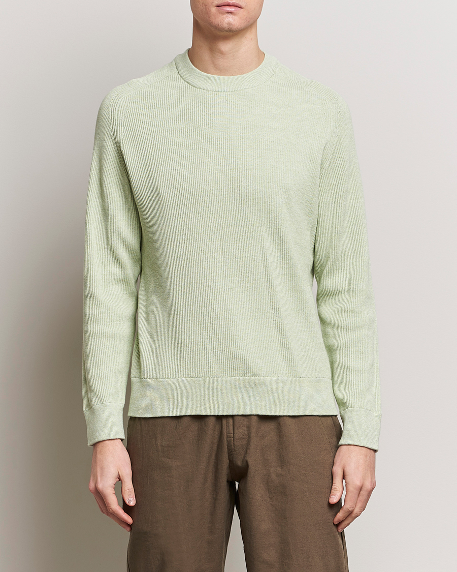 Mies | Puserot | NN07 | Kevin Cotton Knitted Sweater Lime Green