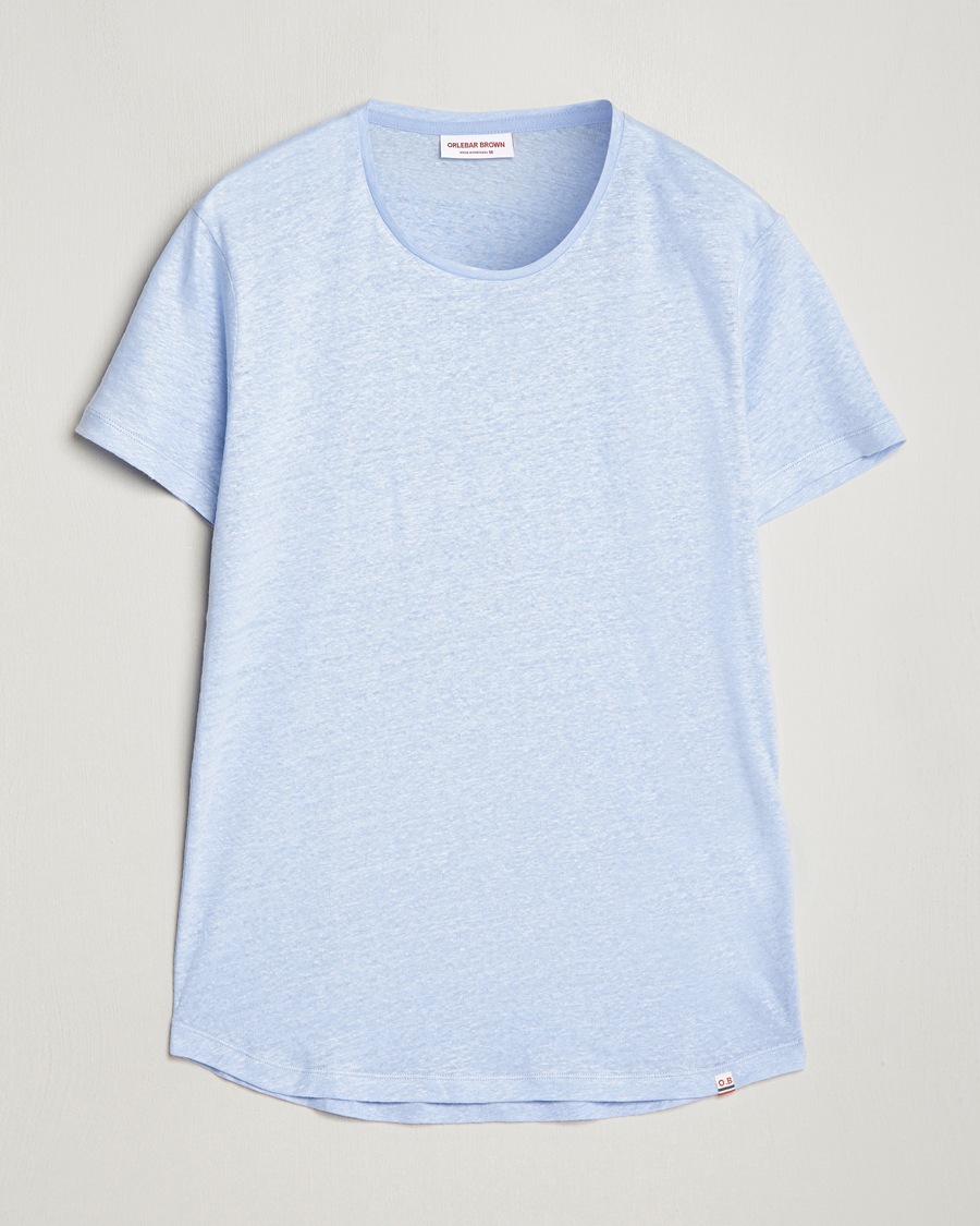 Mies | T-paidat | Orlebar Brown | OB Linen Crew Neck Tee Soft Blue