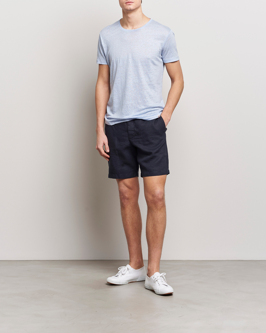 Mies | T-paidat | Orlebar Brown | OB Linen Crew Neck Tee Soft Blue