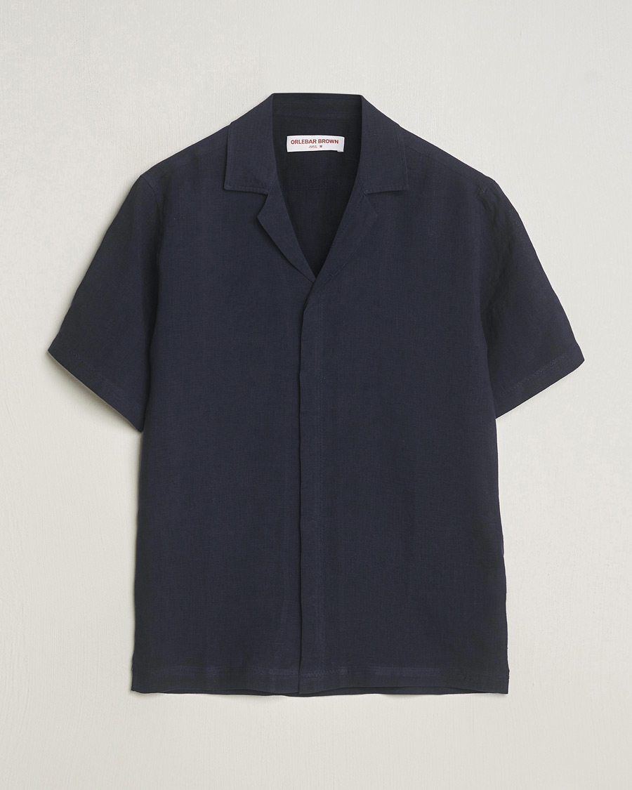 Mies | Kauluspaidat | Orlebar Brown | Maitan Short Sleeve Linen Shirt Night Iris