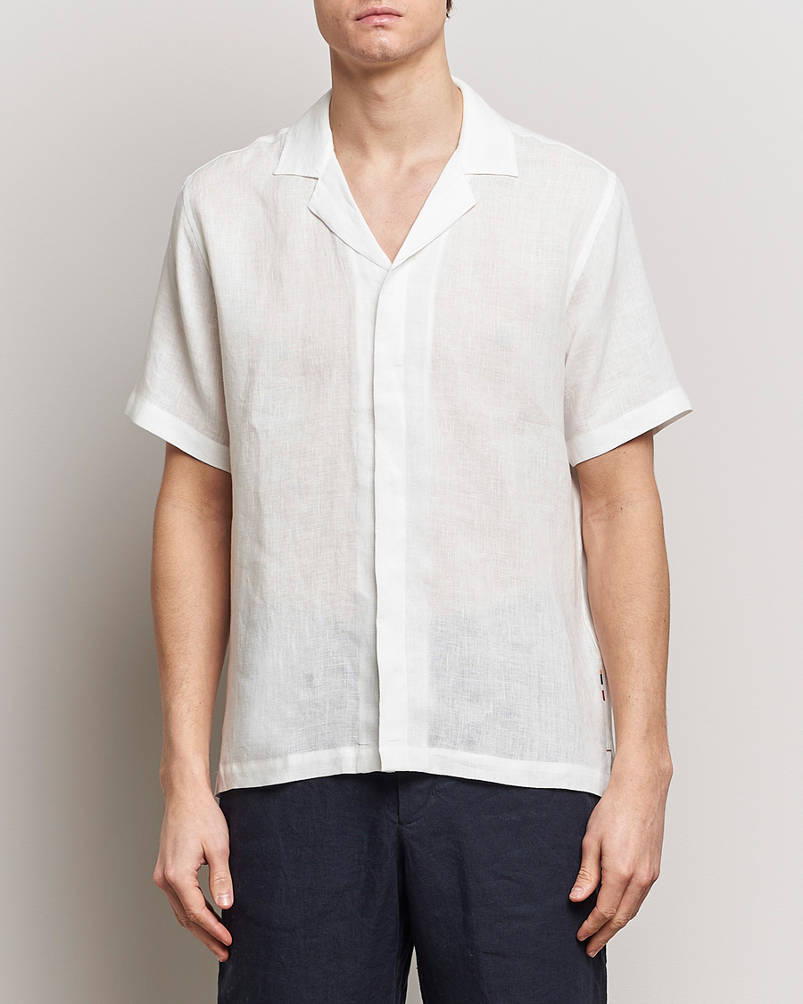 Mies |  | Orlebar Brown | Maitan Short Sleeve Linen Shirt White