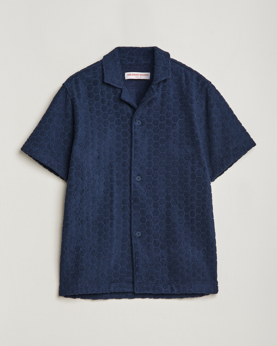 Mies | Kauluspaidat | Orlebar Brown | Howell Atom Towelling Short Sleeve Shirt Night Iris