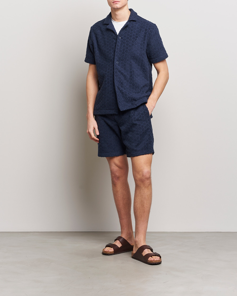 Mies | Kauluspaidat | Orlebar Brown | Howell Atom Towelling Short Sleeve Shirt Night Iris