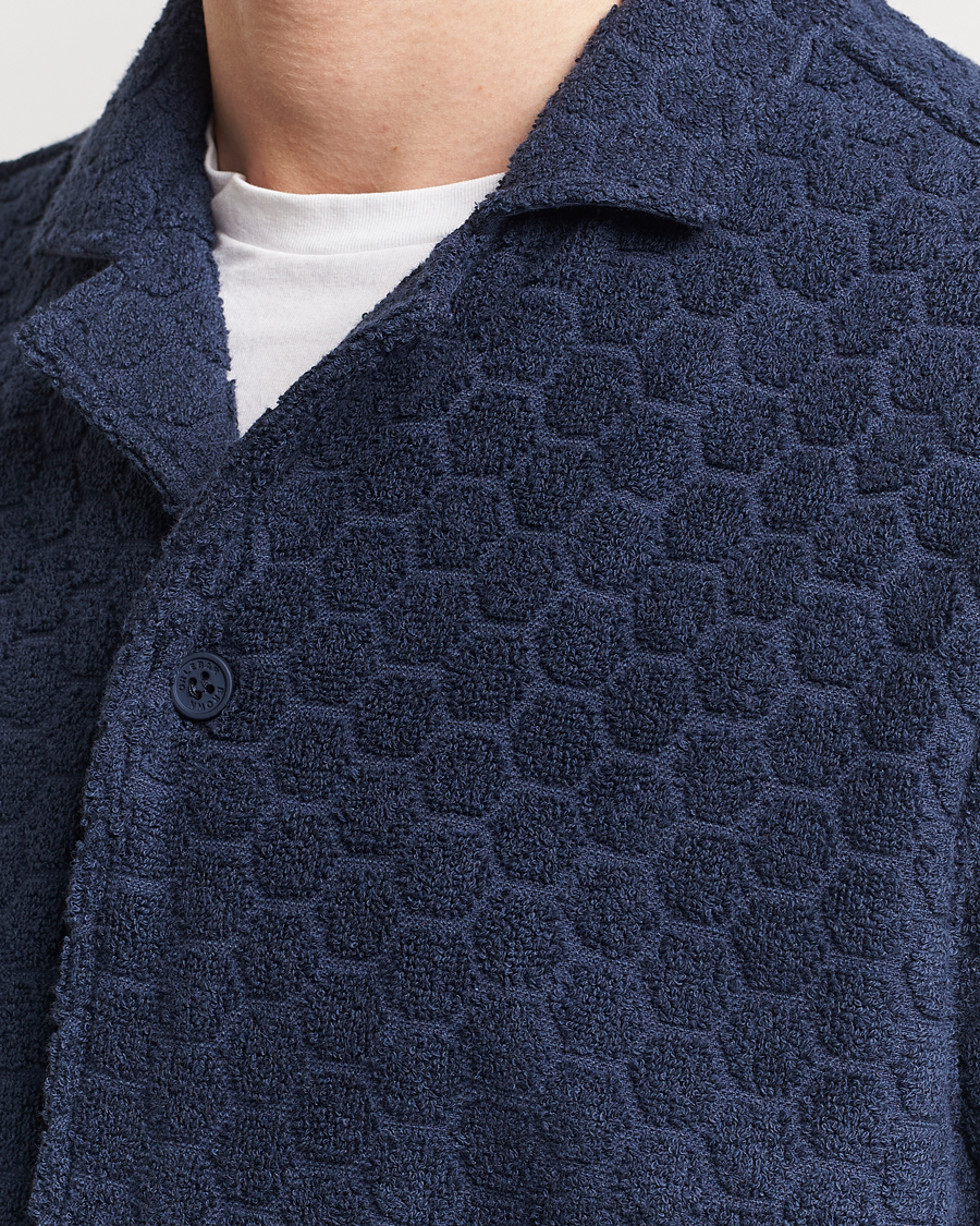 Mies | Kauluspaidat | Orlebar Brown | Howell Atom Towelling Short Sleeve Shirt Night Iris