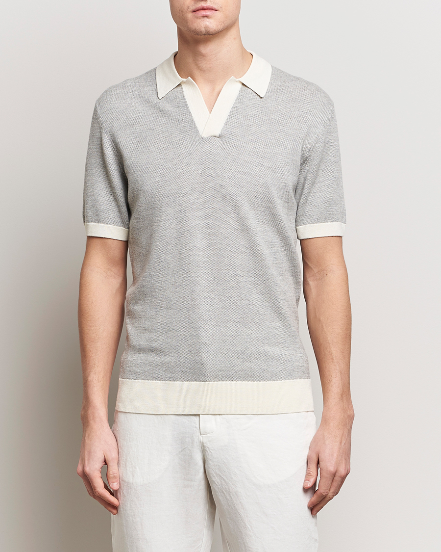 Mies | Orlebar Brown | Orlebar Brown | Horton Contrast Knitted Polo White/Grey