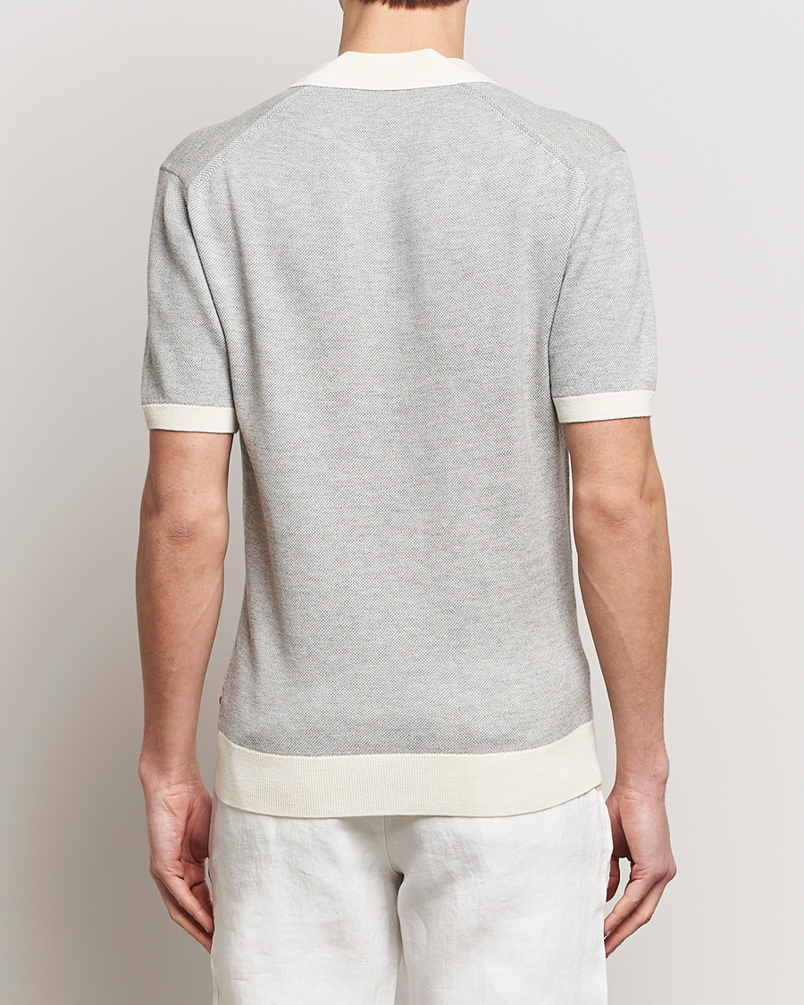 Mies | Pikeet | Orlebar Brown | Horton Contrast Knitted Polo White/Grey