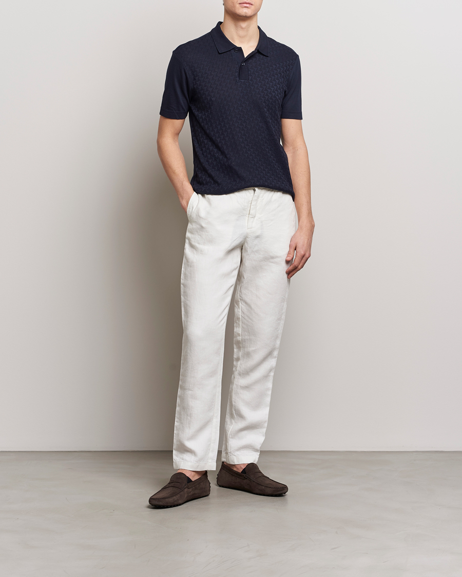 Mies | Pikeet | Orlebar Brown | Jarrett Jaquard Knitted Ribb Polo Night Iris