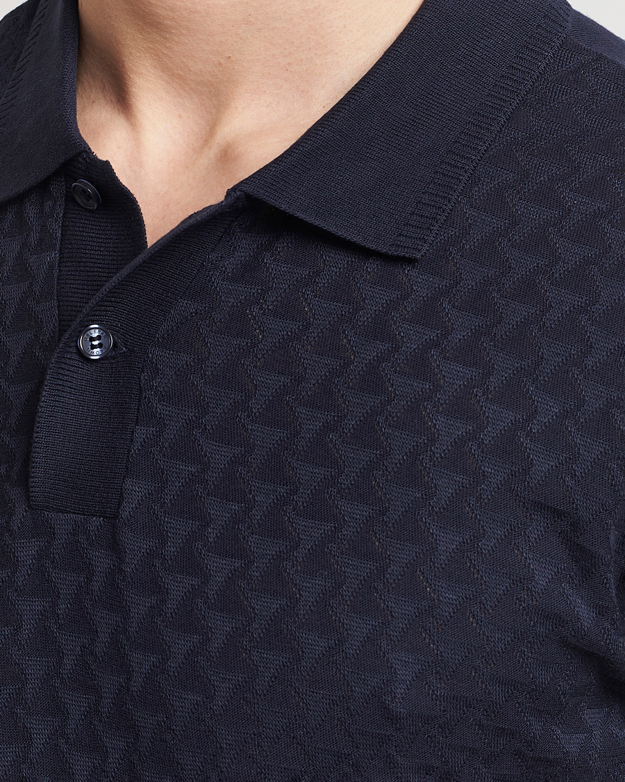 Mies | Pikeet | Orlebar Brown | Jarrett Jaquard Knitted Ribb Polo Night Iris