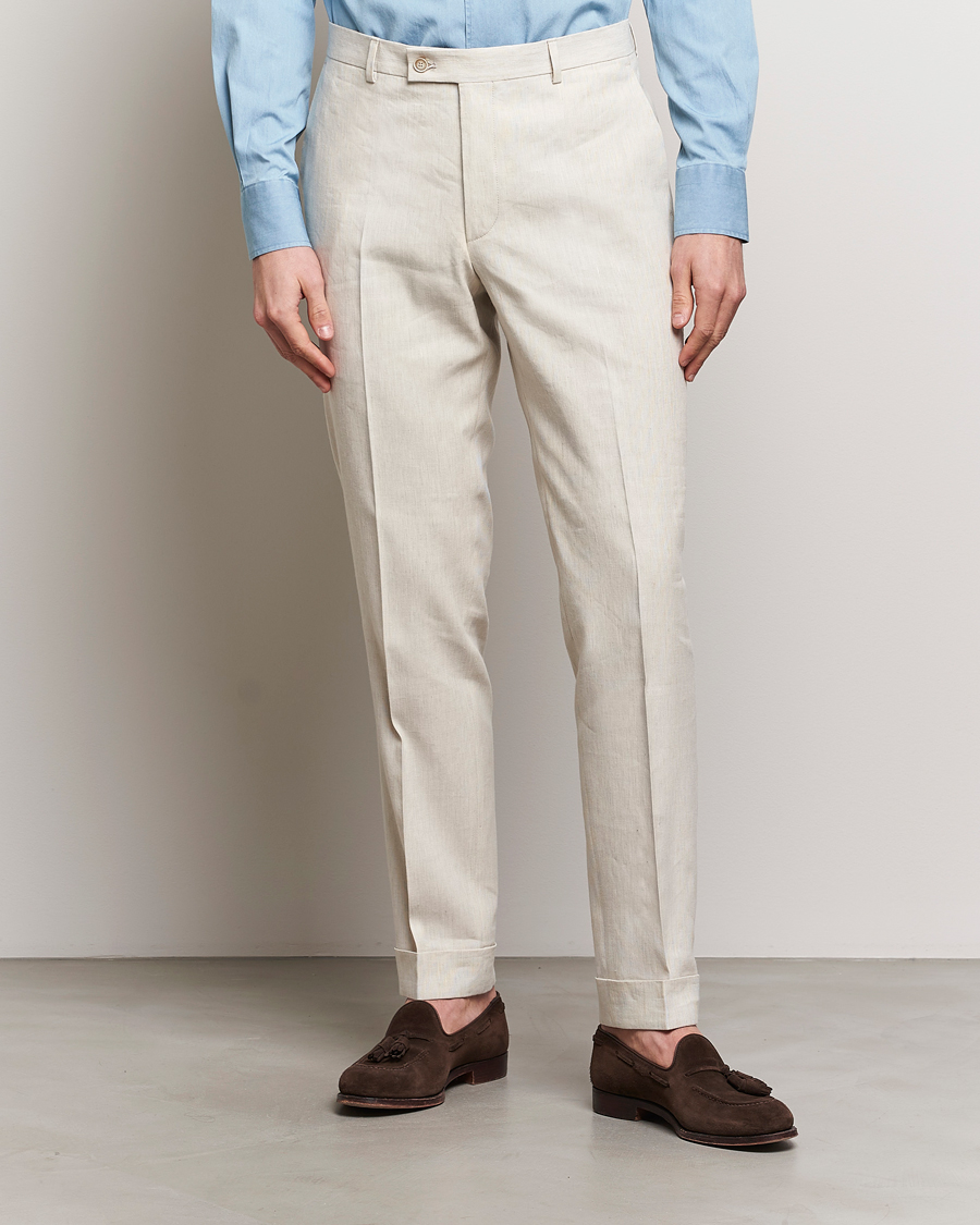Mies | Pellavahousut | Morris Heritage | Jack Summer Linen Trousers Beige