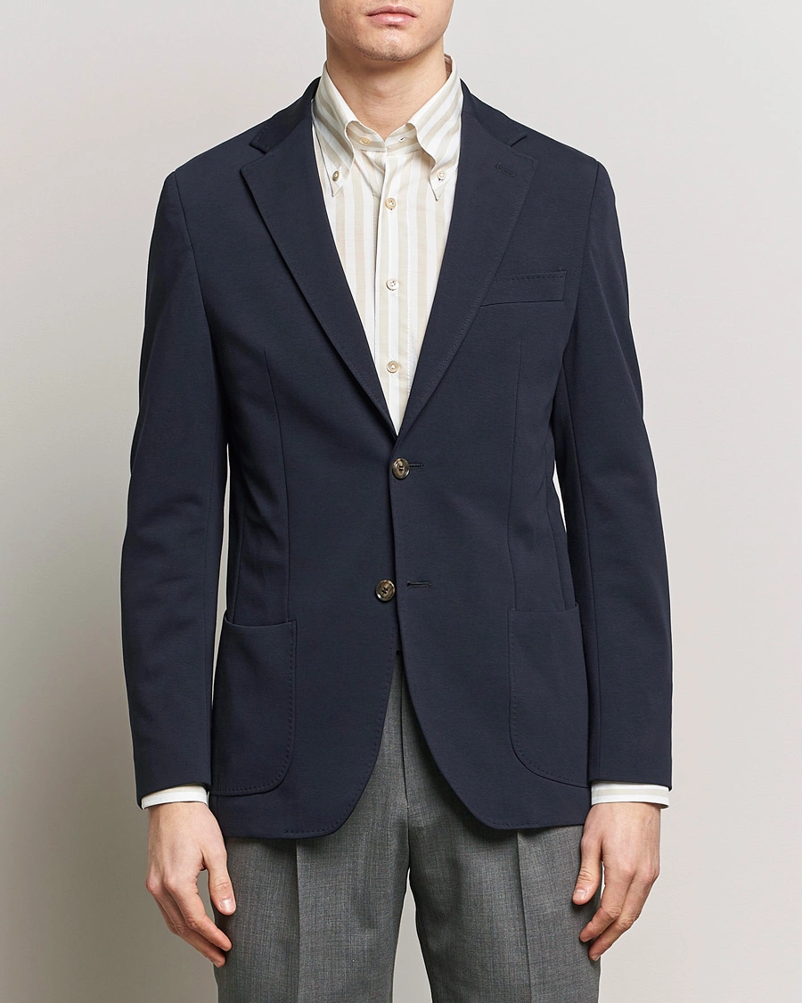 Mies | Preppy Authentic | Morris Heritage | Mike Soft Cotton Jersey Blazer Navy