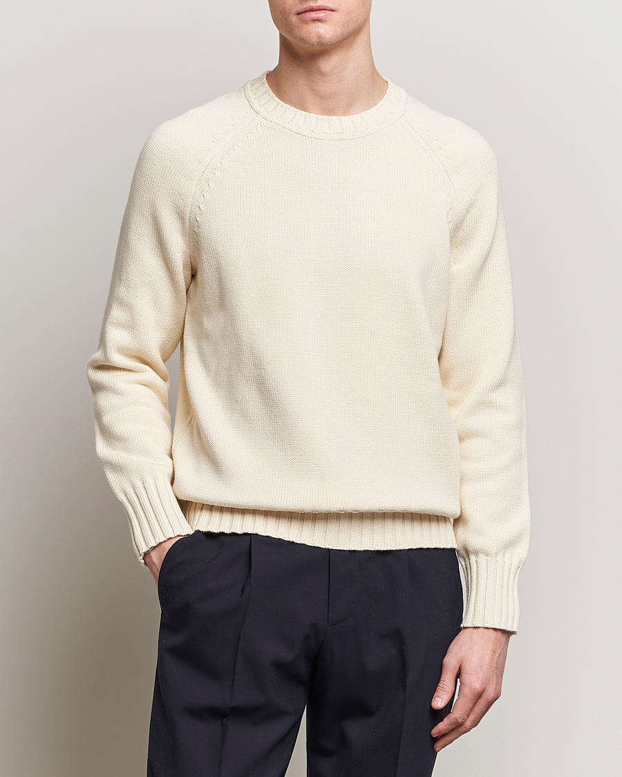 Mies | Morris | Morris Heritage | Bennet Knitted Cotton/Cashmere Crew Neck Off White