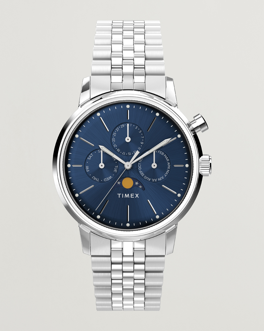 Mies | Timex Marlin Moon Phase Quartz Steel 40mm Blue Dial | Timex | Marlin Moon Phase Quartz Steel 40mm Blue Dial
