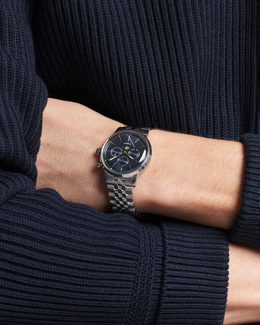 Mies | Timex Marlin Moon Phase Quartz Steel 40mm Blue Dial | Timex | Marlin Moon Phase Quartz Steel 40mm Blue Dial
