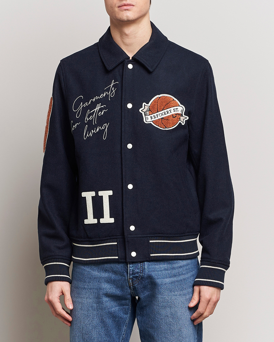 Mies | Takit | LES DEUX | Varsity Wool Jacket Dark Navy