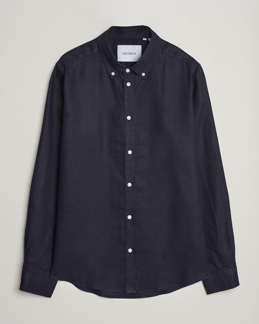 Mies | Kauluspaidat | LES DEUX | Kristian Linen Button Down Shirt Dark Navy