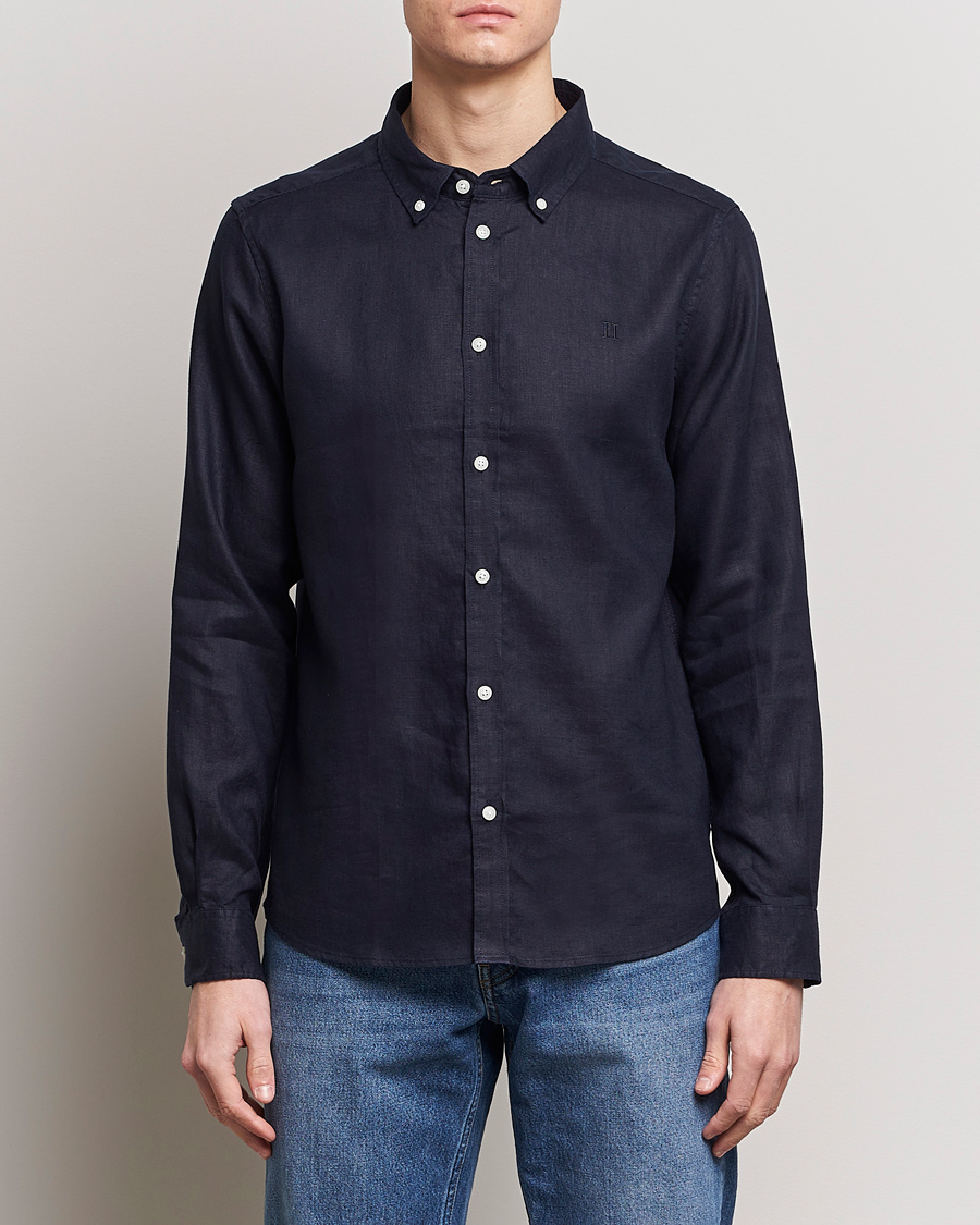 Mies | Kauluspaidat | LES DEUX | Kristian Linen Button Down Shirt Dark Navy
