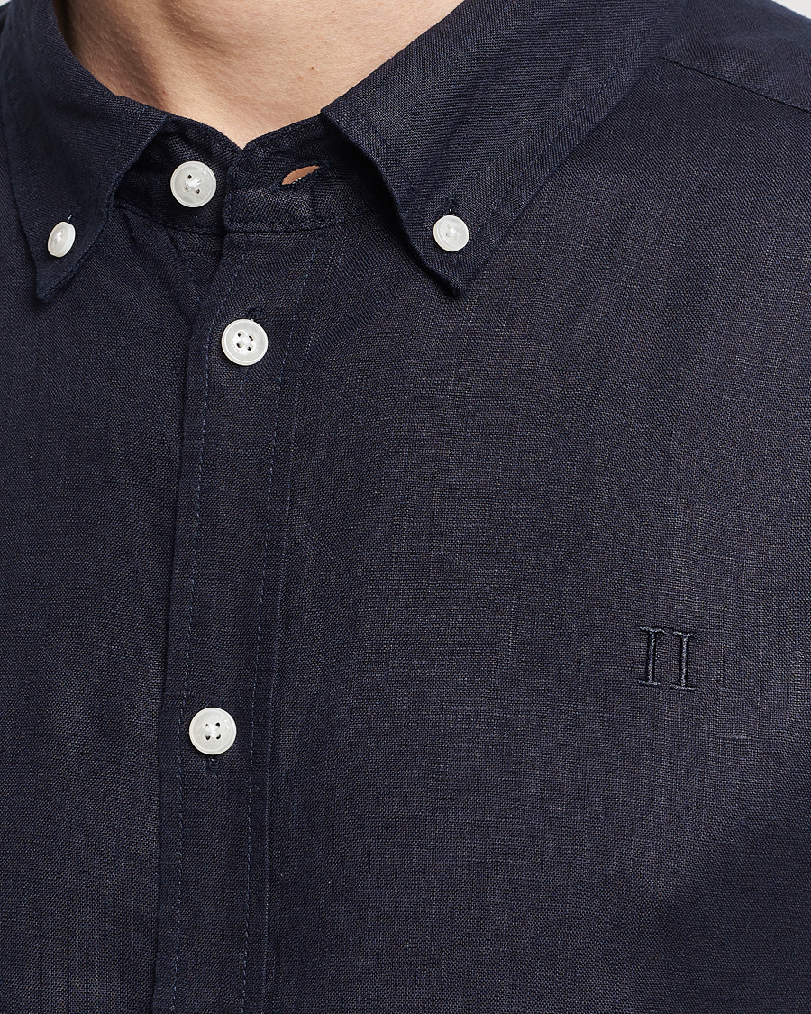 Mies | Kauluspaidat | LES DEUX | Kristian Linen Button Down Shirt Dark Navy