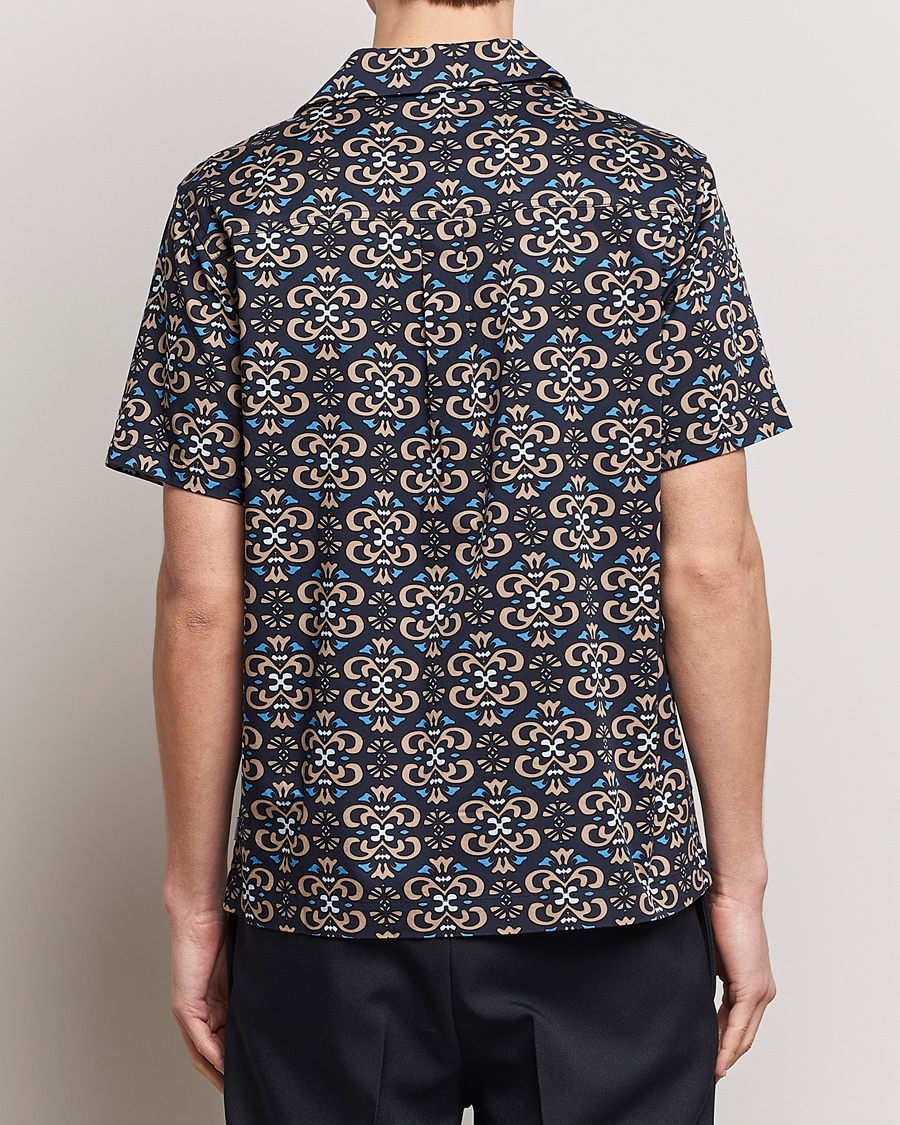 Mies | Kauluspaidat | LES DEUX | Hendrix Printed Short Sleeve Shirt Dark Navy
