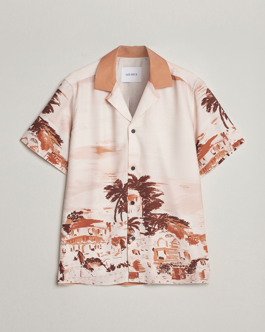 Mies | Kauluspaidat | LES DEUX | Coastal Printed Short Sleeve Shirt Terracotta