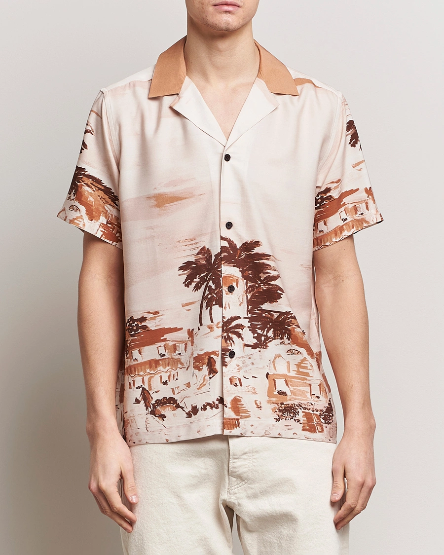 Mies | Lyhythihaiset kauluspaidat | LES DEUX | Coastal Printed Short Sleeve Shirt Terracotta