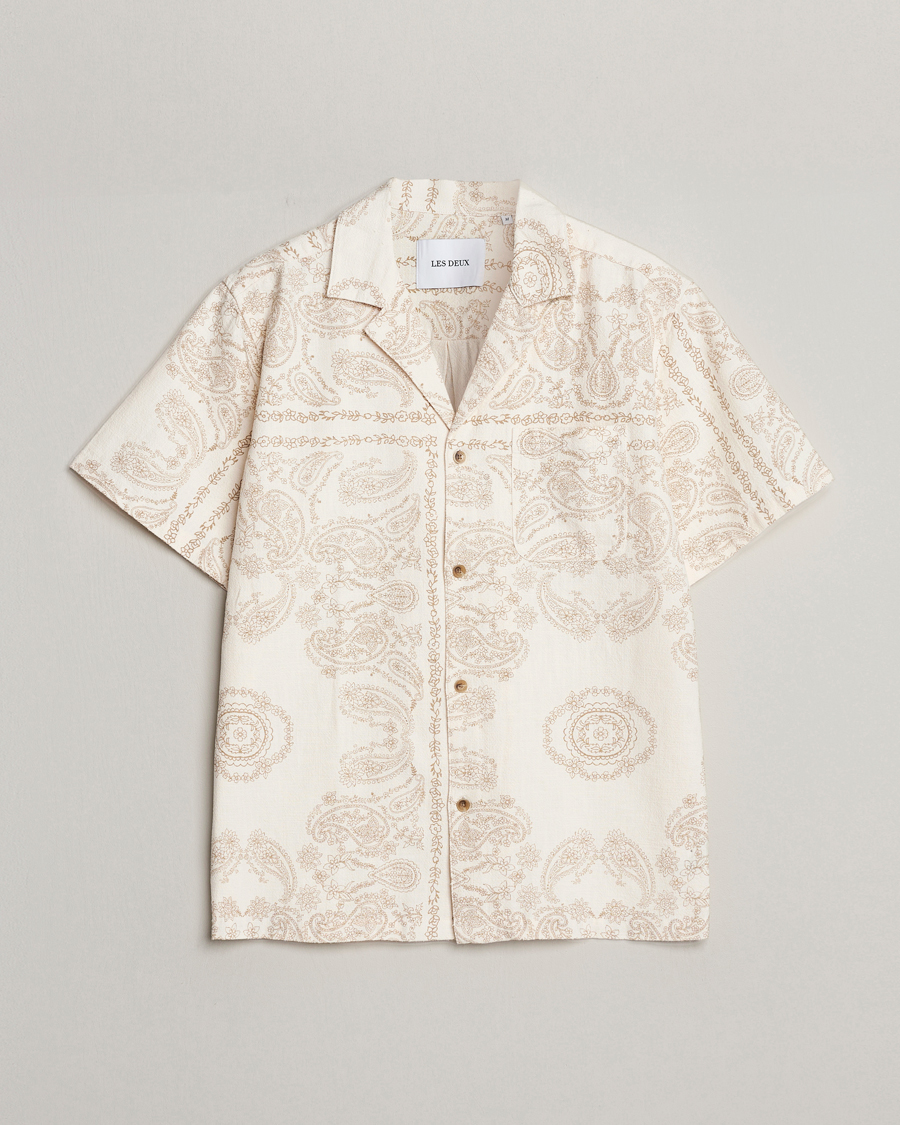 Mies | Kauluspaidat | LES DEUX | Lesley Paisley Short Sleeve Shirt Light Ivory