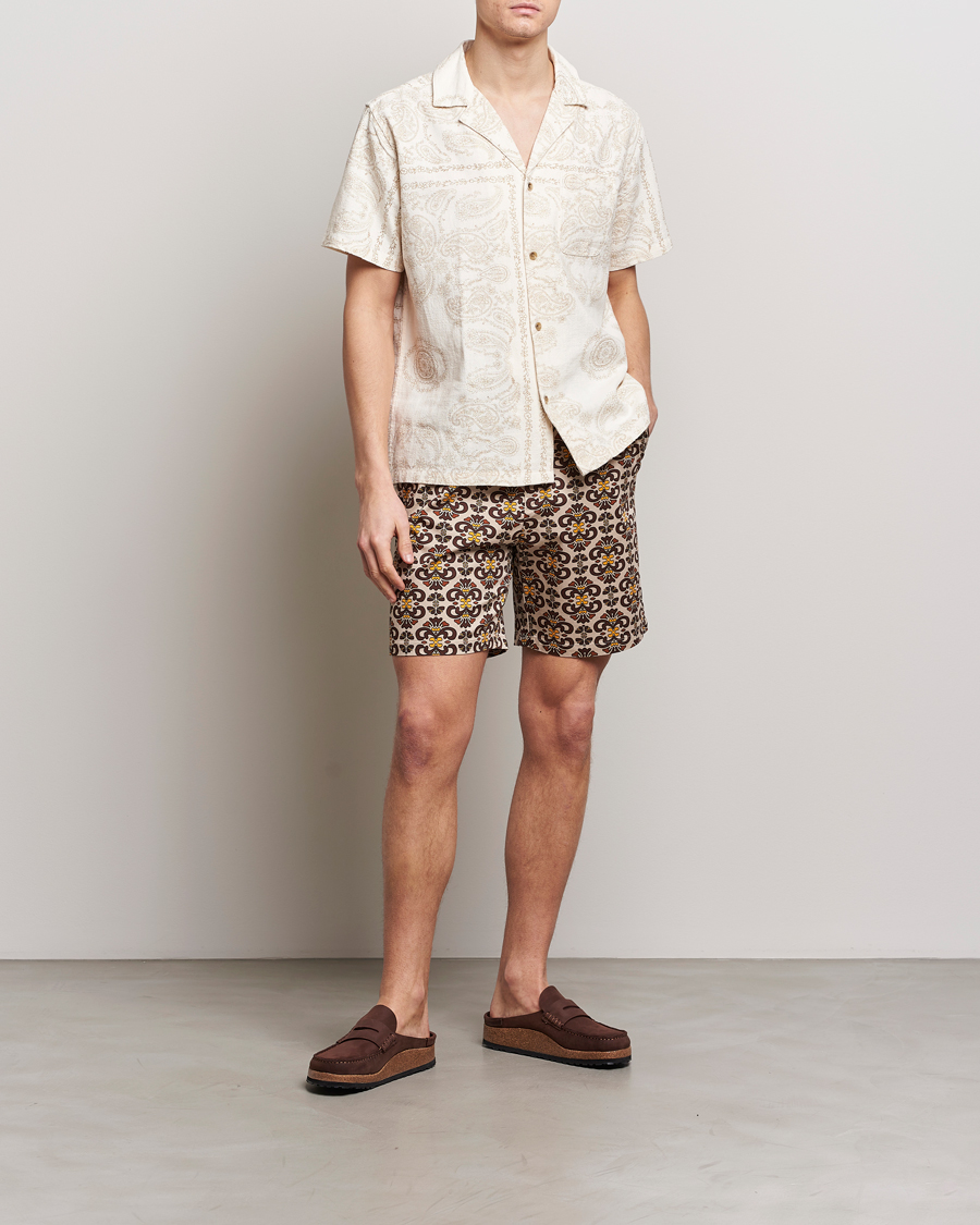 Mies | Kauluspaidat | LES DEUX | Lesley Paisley Short Sleeve Shirt Light Ivory