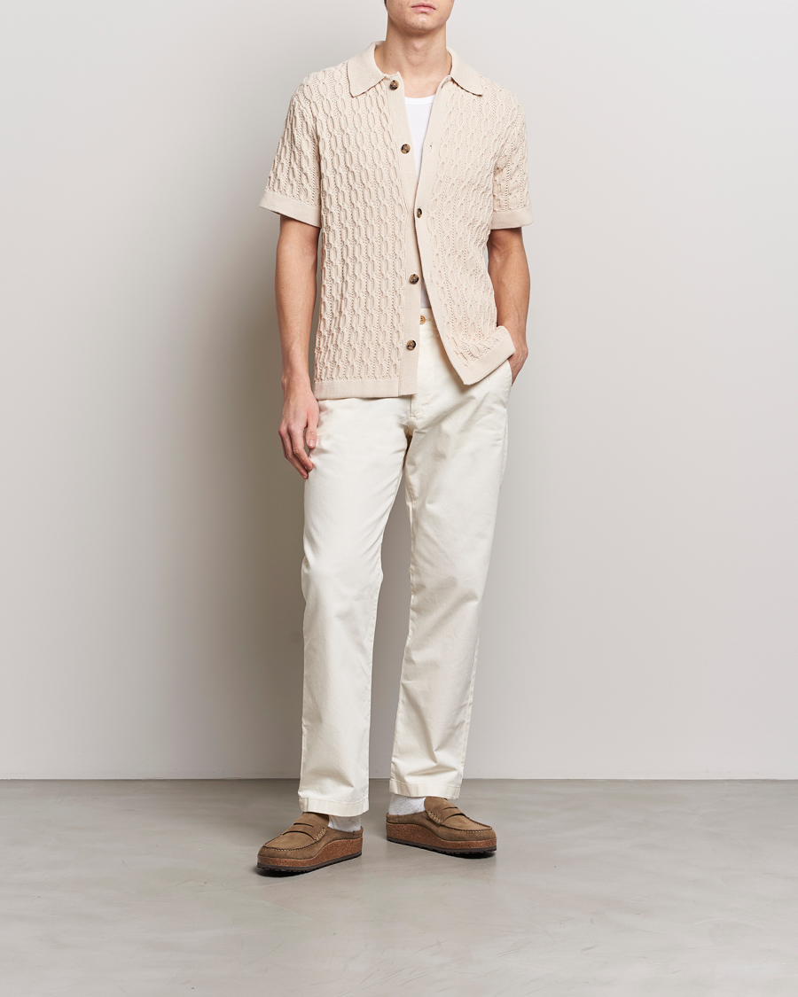 Mies | Kauluspaidat | LES DEUX | Garret Knitted Short Sleeve Shirt Ivory