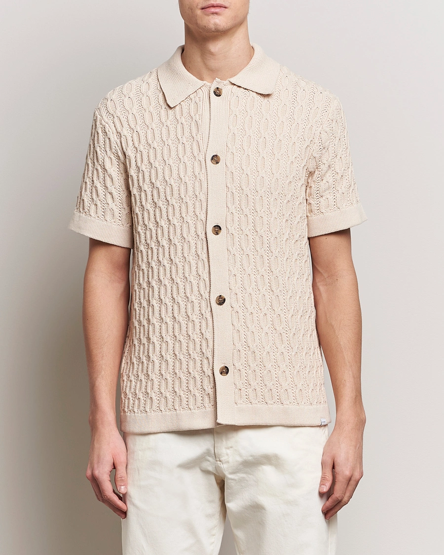 Mies |  | LES DEUX | Garret Knitted Short Sleeve Shirt Ivory