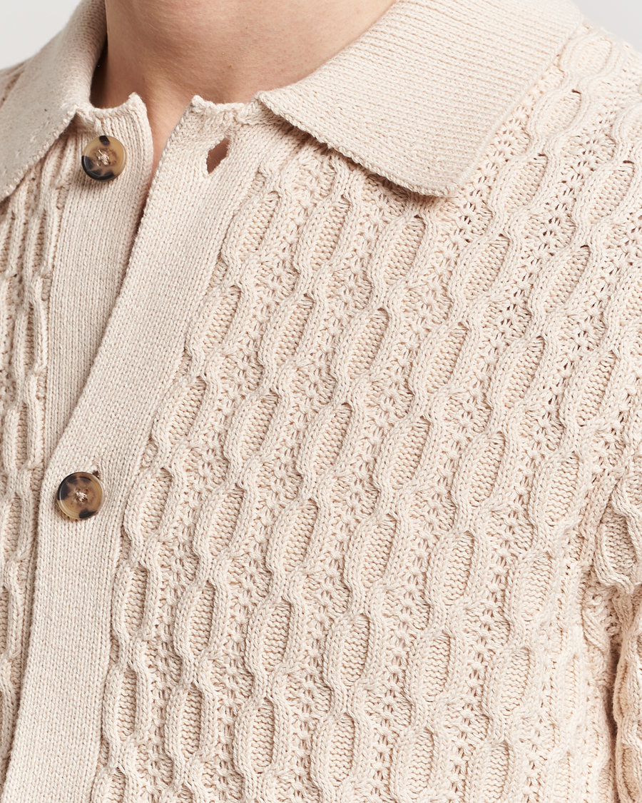 Mies | Kauluspaidat | LES DEUX | Garret Knitted Short Sleeve Shirt Ivory