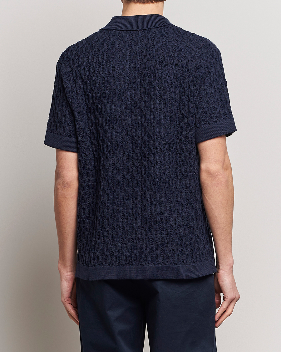 Mies | Kauluspaidat | LES DEUX | Garret Knitted Short Sleeve Shirt Dark Navy