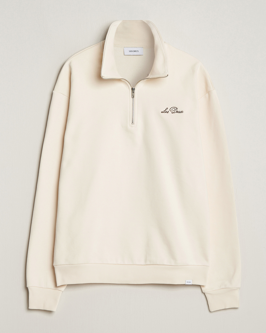Mies | Puserot | LES DEUX | Crew Half Zip Sweatshirt Light Ivory