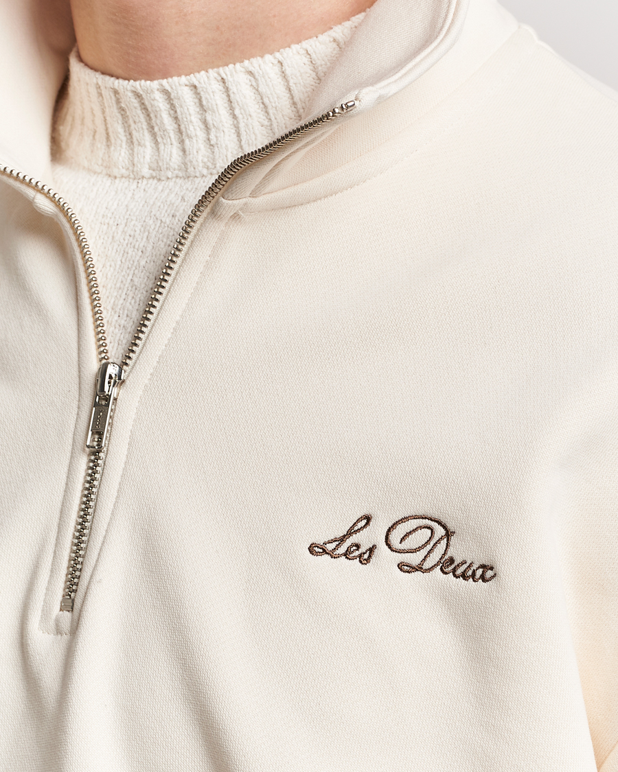 Mies | Puserot | LES DEUX | Crew Half Zip Sweatshirt Light Ivory