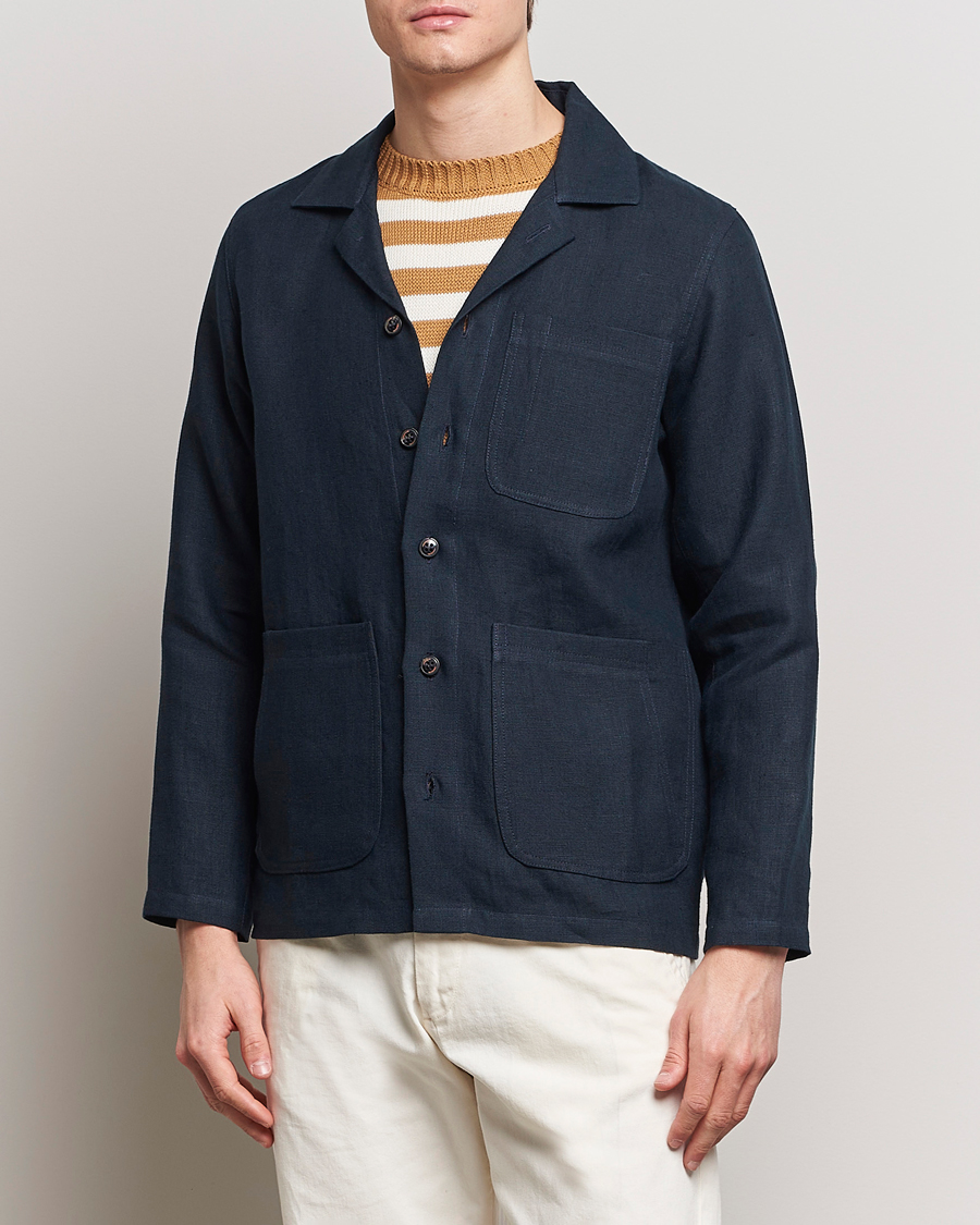 Mies | Kauluspaidat | Peregrine | Grange Linen Shacket Navy
