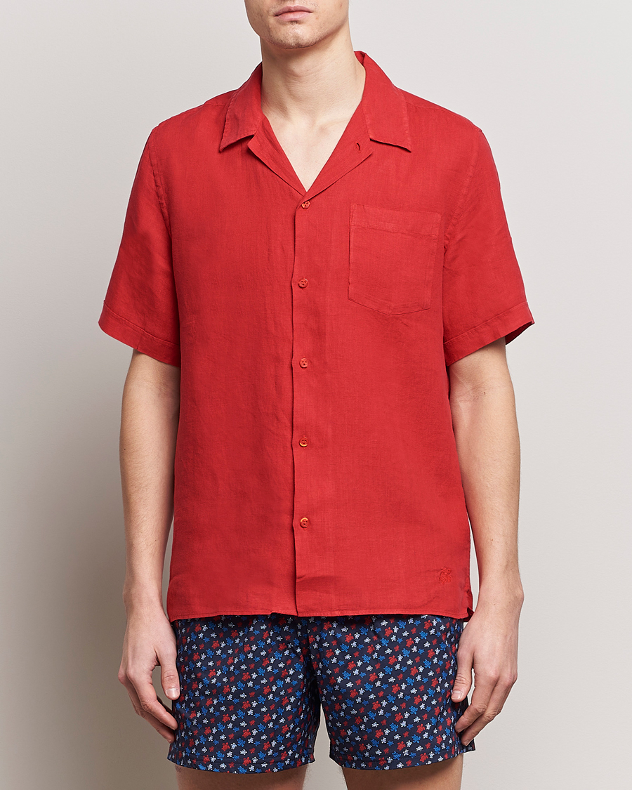 Mies | Kauluspaidat | Vilebrequin | Carhli Resort Short Sleeve Shirt Mouline Rouge