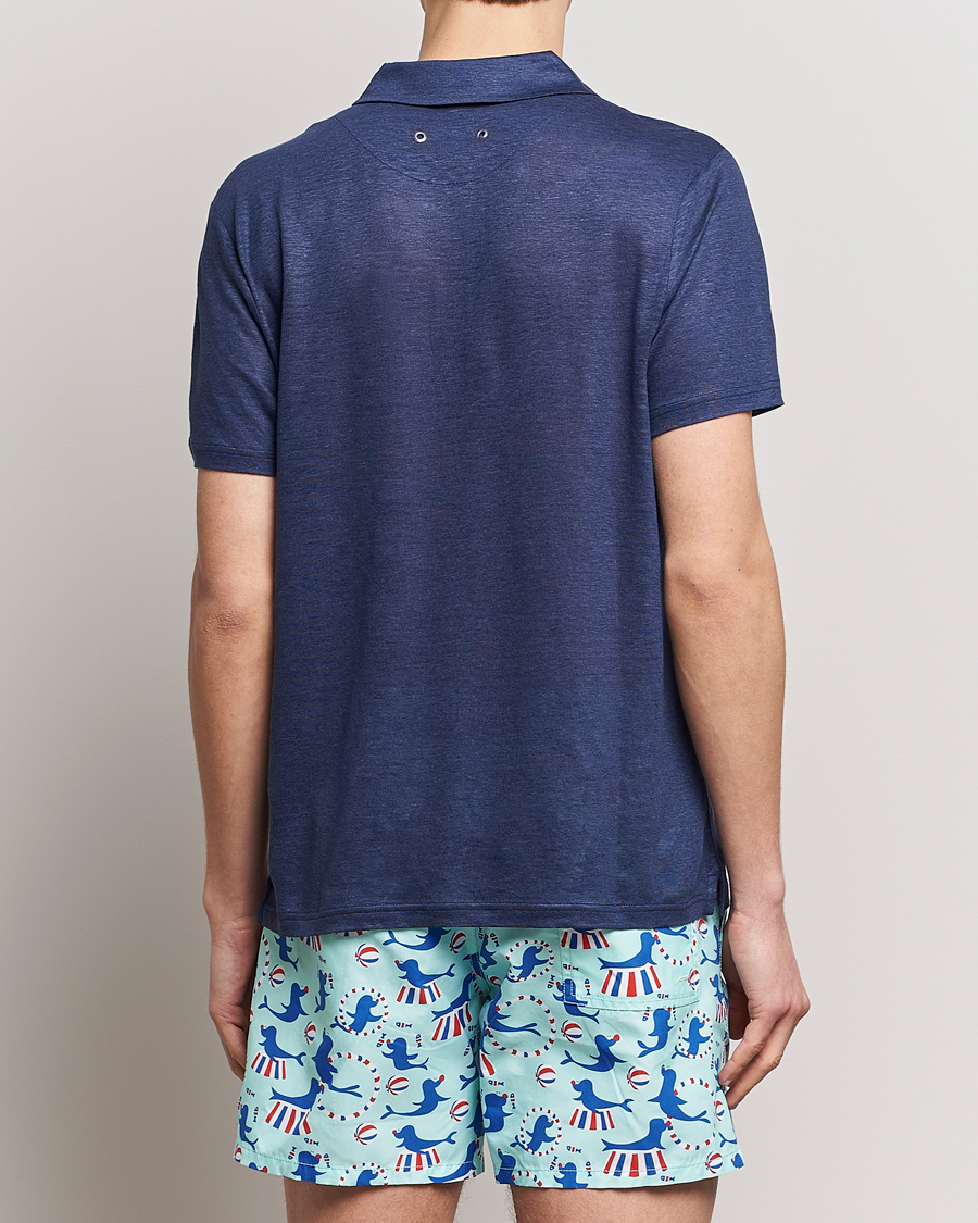 Mies | Pikeet | Vilebrequin | Pyramid Linen Jersey Polo Bleu Marine