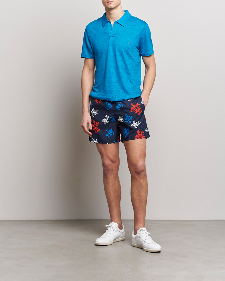 Mies | Pikeet | Vilebrequin | Pyramid Linen Jersey Polo Bleu Hawaii