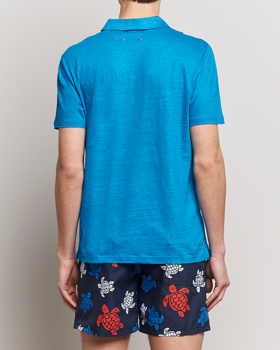Mies | Pikeet | Vilebrequin | Pyramid Linen Jersey Polo Bleu Hawaii