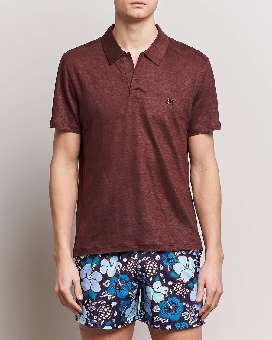 Mies | Pikeet | Vilebrequin | Pyramid Linen Jersey Polo Acajou