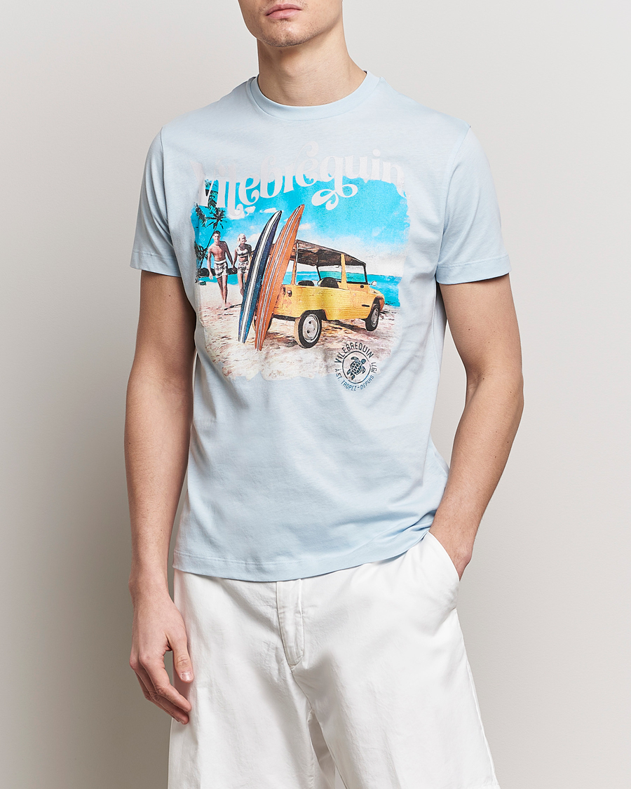 Mies | Vilebrequin | Vilebrequin | Portisol Printed Crew Neck T-Shirt Bleu Ciel