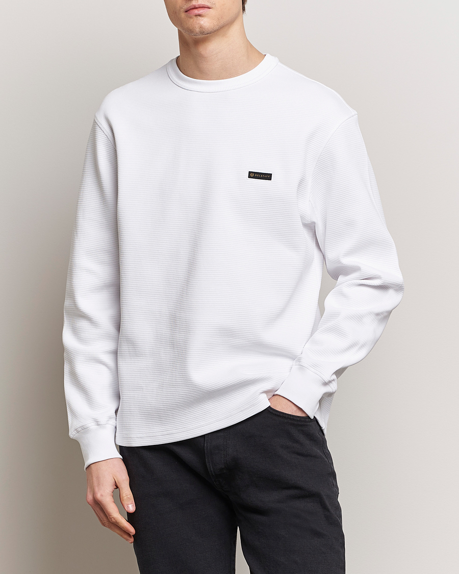Mies | Collegepuserot | Belstaff | Tarn Long Sleeve Waffle Sweatshirt White