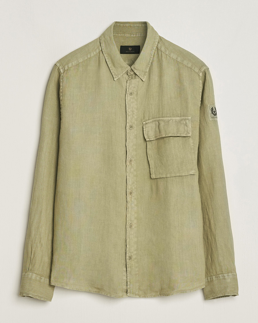 Mies | Kauluspaidat | Belstaff | Scale Linen Pocket Shirt Aloe